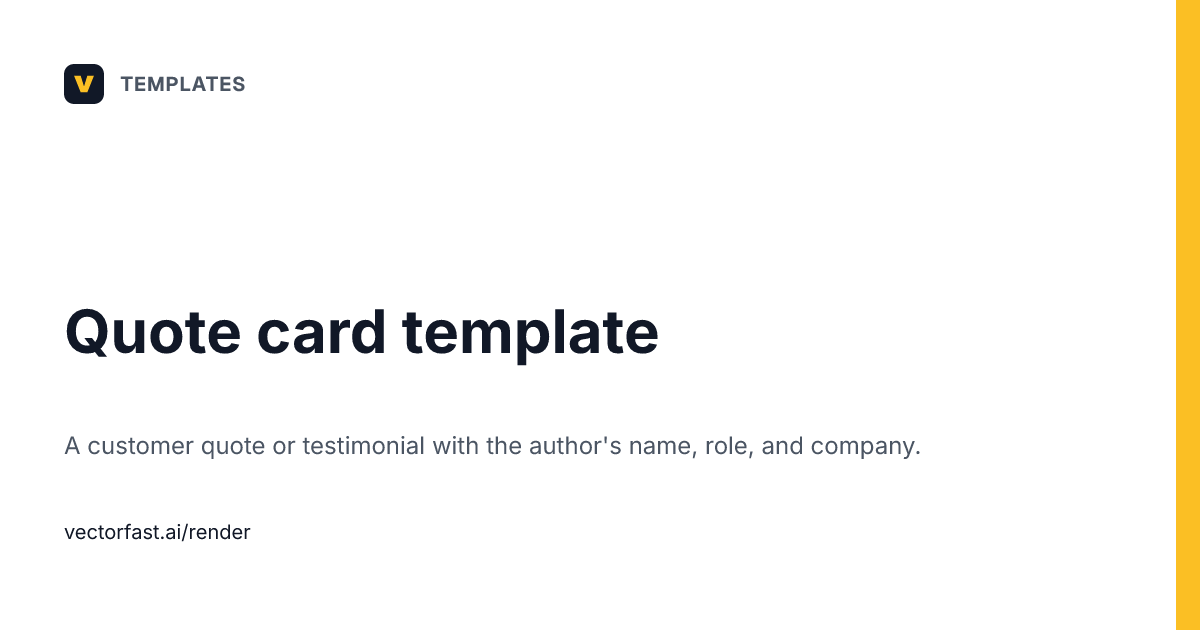 Quote Format Stylized Quote card Image Template: API and MCP | VectorFast Render